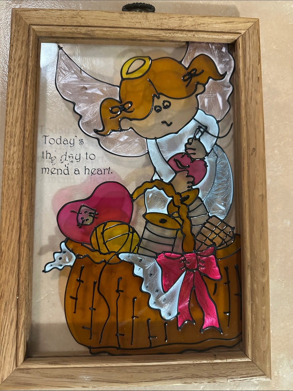 Framed faux stained glass art piece - Picture 1 of 1